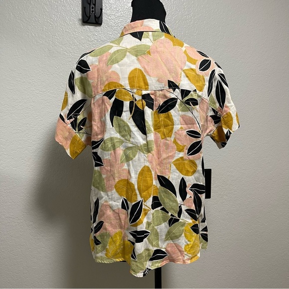 Rachel Zoe 100% Linen Tropical Floral Print Button Down Top Size SMALL - Picture 6 of 7